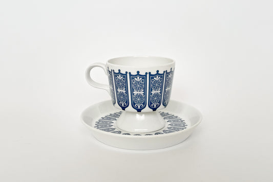 Arabia Rukinlapa カップ＆ソーサー｜藍色の幾何学模様が美しい北欧ヴィンテージ