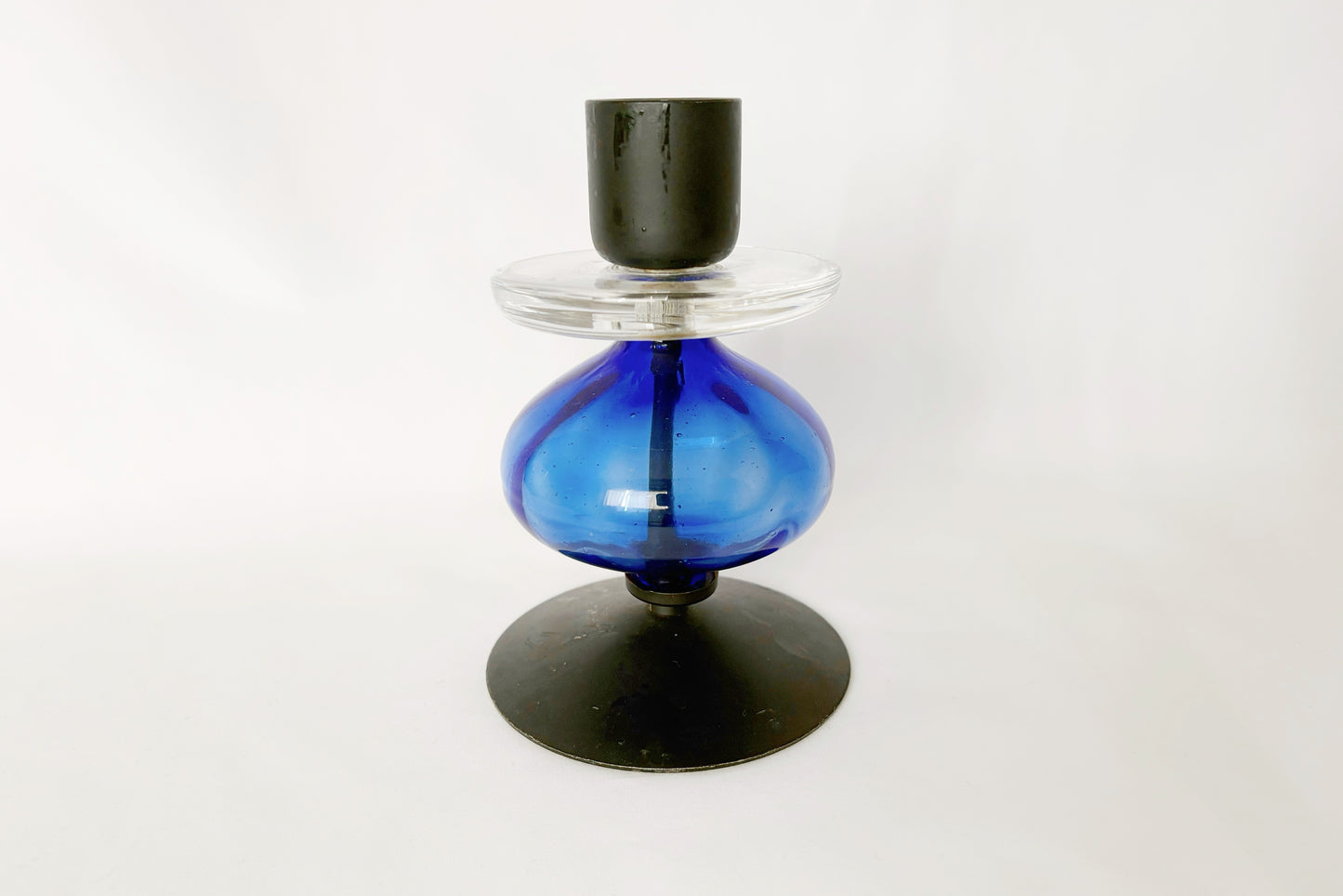 Erik Höglund キャンドルホルダー｜ブルーガラスが美しい北欧ヴィンテージ
