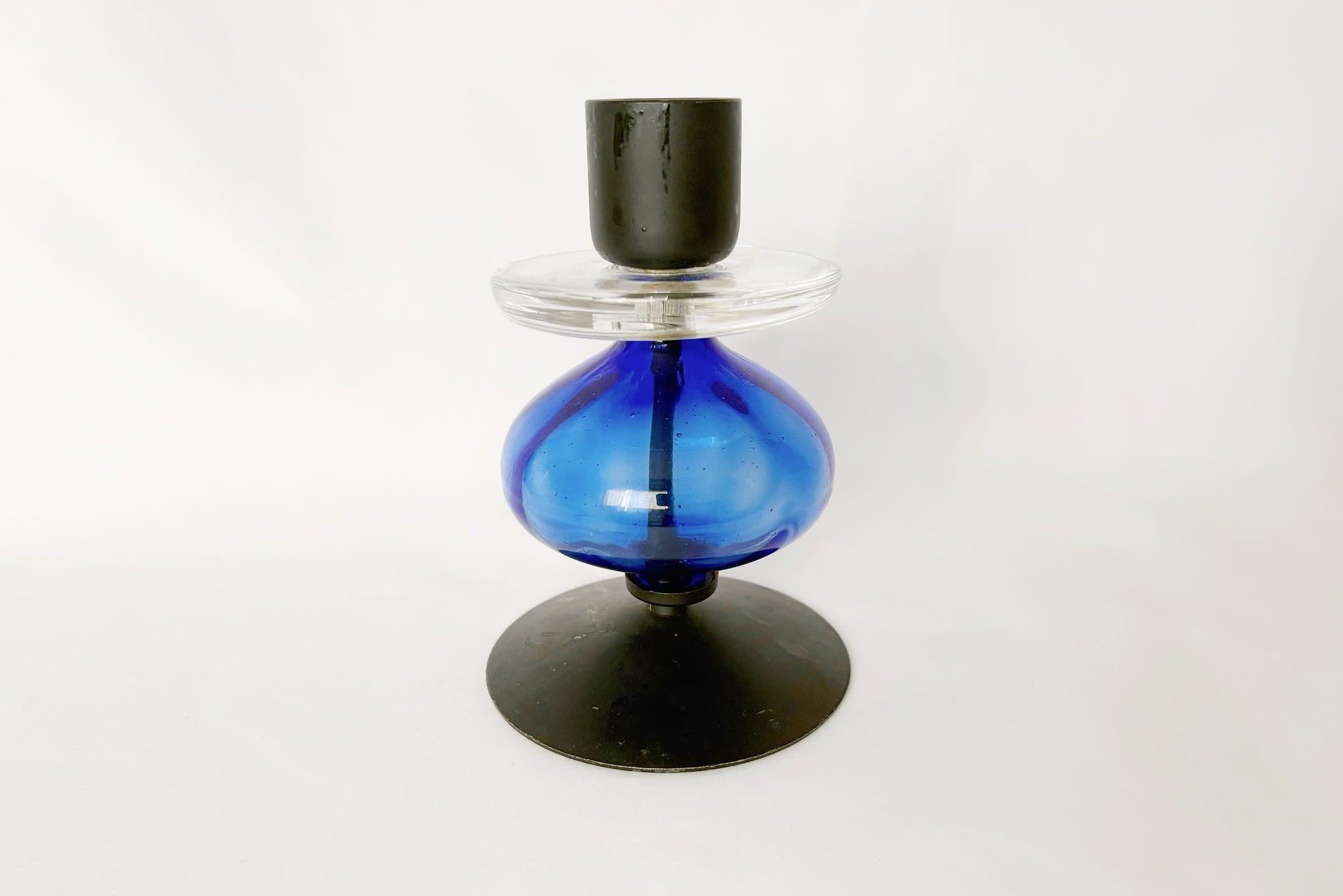 Erik Höglund キャンドルホルダー｜ブルーガラスが美しい北欧ヴィンテージ
